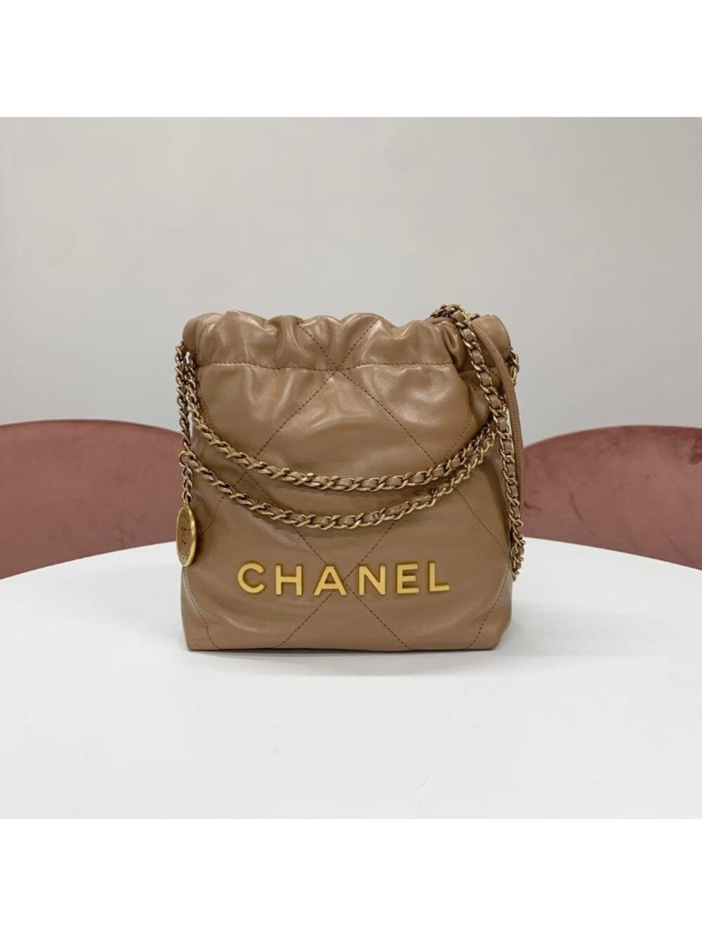 Chanel 22 Mini Logo Chain Shoulder Bag
